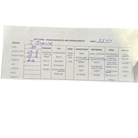 J. Brand Alana Fantasy High Rise Skinny Jeans Blue Distressed Cropped Size 30 - Picture 12 of 12